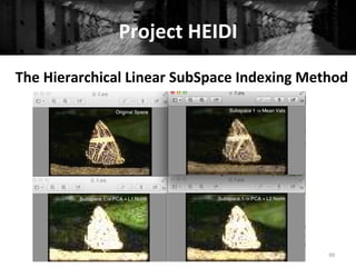 Project	
  HEIDI	
  
99	
  
The	
  Hierarchical	
  Linear	
  SubSpace	
  Indexing	
  Method	
  
	
  
 