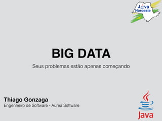 BIG DATA
Seus problemas estão apenas começando
Thiago Gonzaga
Engenheiro de Software - Aurea Software
 