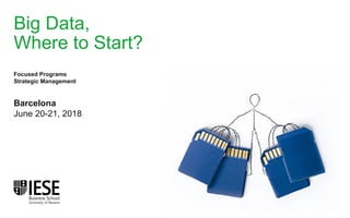 Big Data,
Where to Start?
Barcelona
June 20-21, 2018
Focused Programs
Strategic Management
 