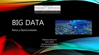 BIG DATA
Retos y Oportunidades
Melanie Venturini
Año: 2018
Nuevas tecnologías
Prof. Andrea Cattáneo
 