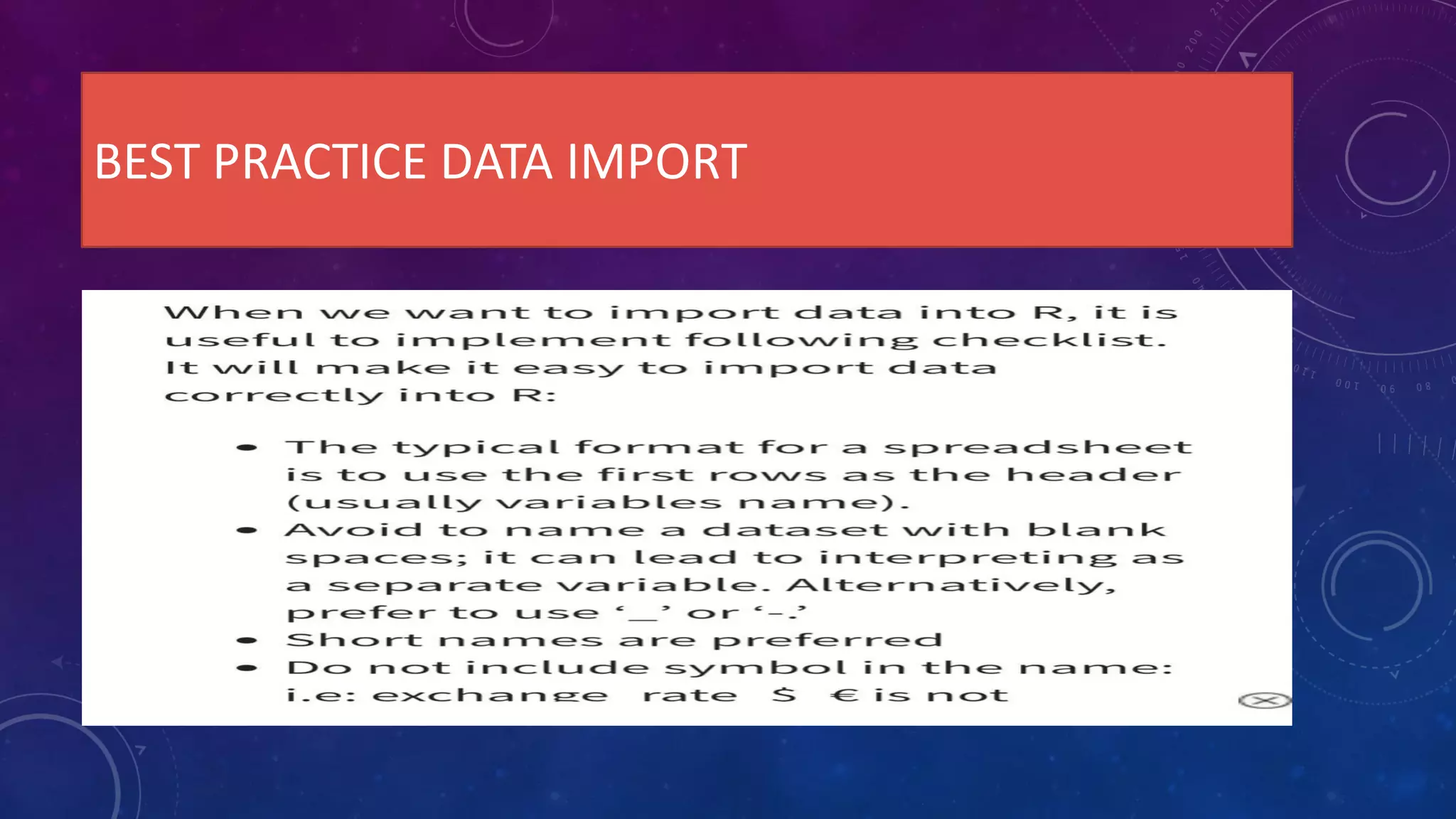 BEST PRACTICE DATA IMPORT
 