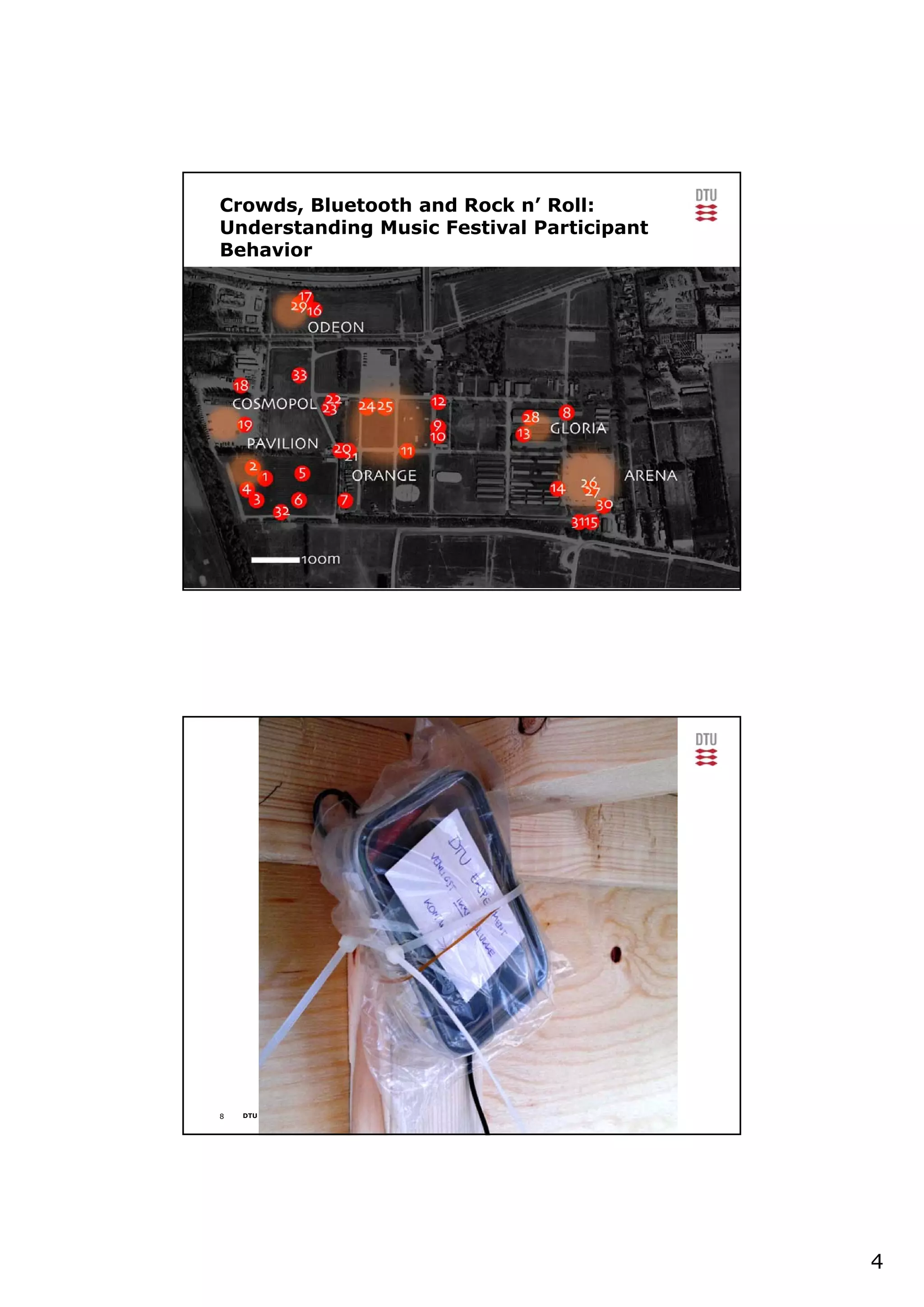 4
7 DTU Compute, Technical University of Denmark
Crowds, Bluetooth and Rock n’ Roll:
Understanding Music Festival Participant
Behavior
8 DTU Compute, Technical University of Denmark
 