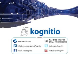 connect
www.kognitio.com
twitter.com/kognitiolinkedin.com/companies/kognitio
tinyurl.com/kognitio youtube.com/kognitio
NA: +1 855 KOGNITIO
EMEA: +44 1344 300 770
 
