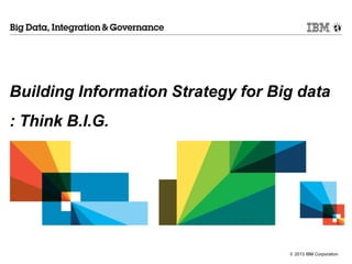 © 2013 IBM Corporation
Building Information Strategy for Big data
: Think B.I.G.
 