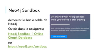 Neo4j Sandbox
démarrer le bac à sable de
Neo4j
Ouvrir dans le navigateur
Neo4j Sandbox | Online
Graph Database
sur
https://neo4j.com/sandbox
 