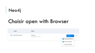 Neo4j
Choisir open with Browser
 
