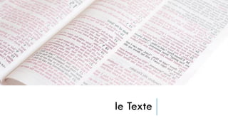 le Texte La données non structurée
 