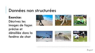 Exercice:
Décrivez les
images de façon
précise et
détaillée dans la
fenêtre de chat
Données non structurées
 