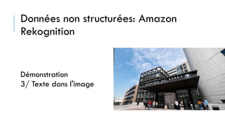 Données non structurées: Amazon
Rekognition
Démonstration
3/ Texte dans l'image
 