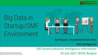 Santisook Limpeeticharoenchot
MD.Stelligence
OIE Forum,Industrial Intelligence Information
24 July 2017, BITEC BangnaSource pic: https://www.linkedin.com/pulse/
big-data-startupsme-environment-nikunj-thakkar
 