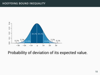 hoeffding bound inequality
Probability of deviation of its expected value.
18
 