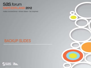 Copyright © 2012, SAS Institute Inc. All rights reserved.
make connections • share ideas • be inspired
BACKUP SLIDES
 
