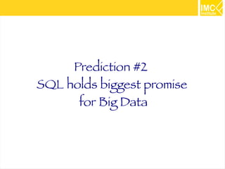 20 
Big Data Technologies Adopted or To Be 
Adopted in Next 24 Months 
Source: 2013 Big Data Opportunities Survey, Unisphere Research May 2013 
 