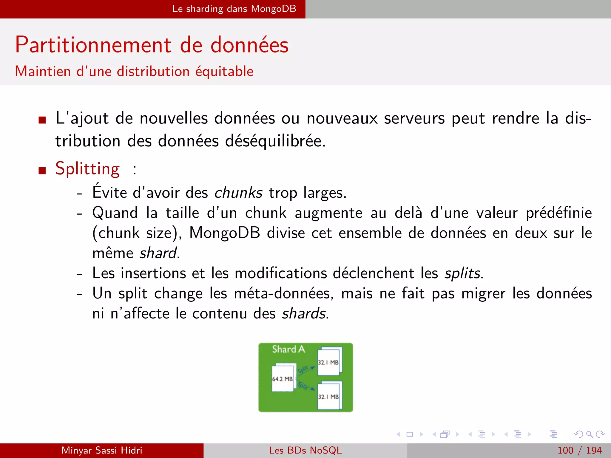 MapReduce Exemples
Exemple 2 : Graphe social (5)
La phase Map
Pour la seconde ligne :
On obtiendra ainsi :
Pour la troisième ligne :
On aura :
...et ainsi de suite pour nos 5 lignes d’entrée
Minyar Sassi Hidri Technologies pour le Big Data 99 / 227
 