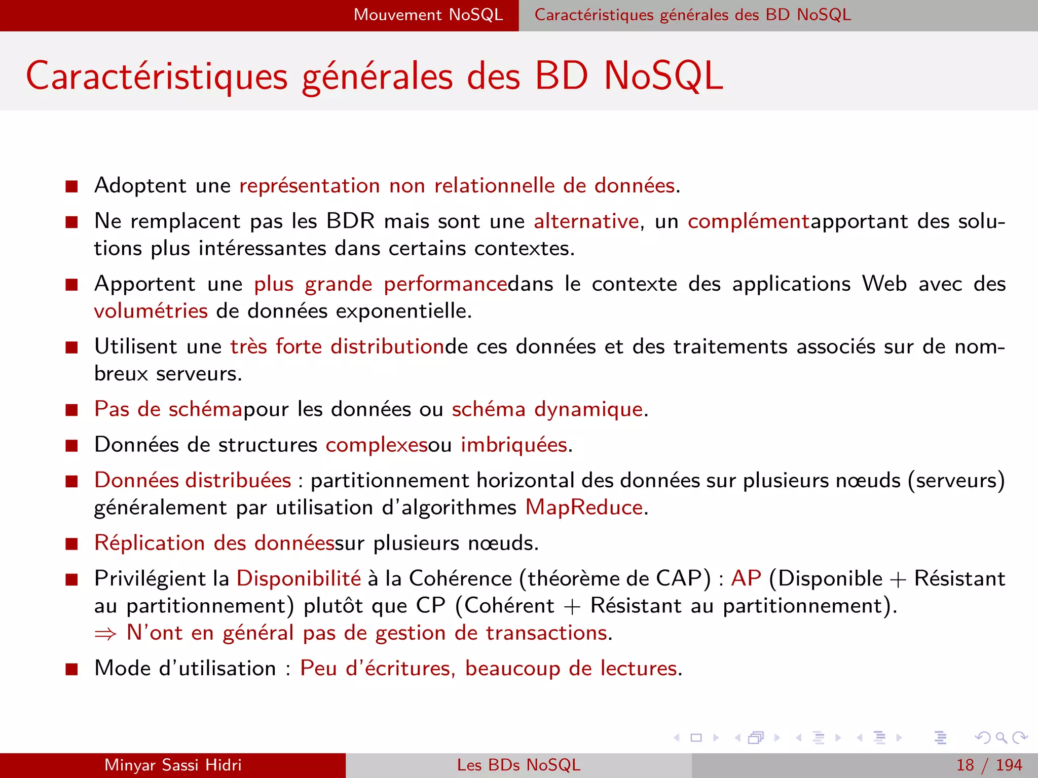 Problématique et termes clés
1 Big Data : Faits, Intérêts, Sources et Challenges
2 Qu’est-ce que le Big Data ?
Historique & contexte
Déﬁnition
Est-ce une innovation ?
Vocabulaire
3 Problématique et termes clés
4 Forces majeurs
5 Importance et déﬁs du Big Data
6 Big Data et décisionnel
7 Approche traditionnelle versus approche Big Data
Approche traditionnelle
Approche Big Data
Fusion de deux approches
8 Mise en place du Big Data : des chantiers de grande ampleur
9 Enjeux stratégiques
Big Data : pour qui, pour quoi ?
Impacts du Big Data dans l’entreprise
10 Enjeux technologiques
Minyar Sassi Hidri Technologies pour le Big Data 17 / 227
 
