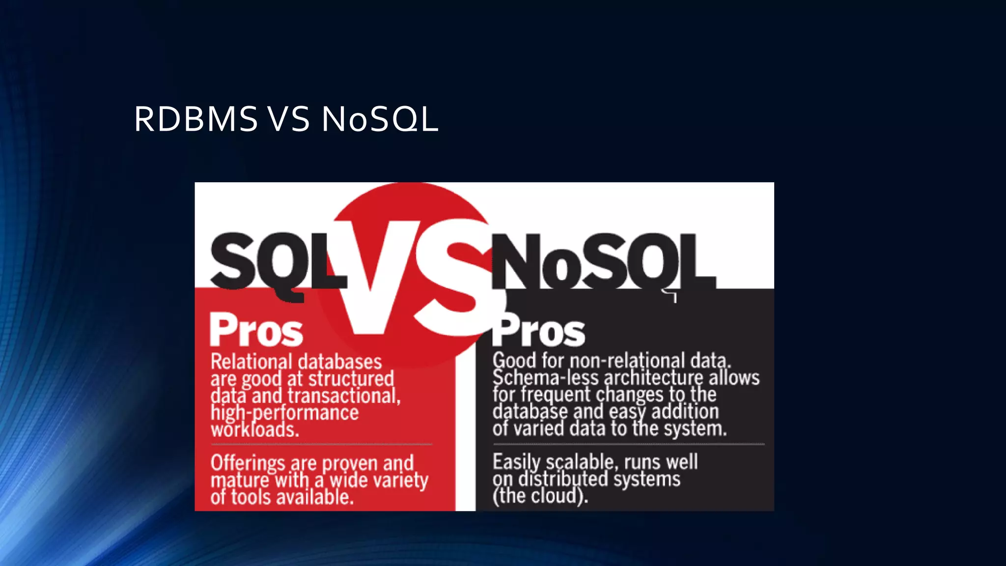 RDBMS VS NoSQL
 