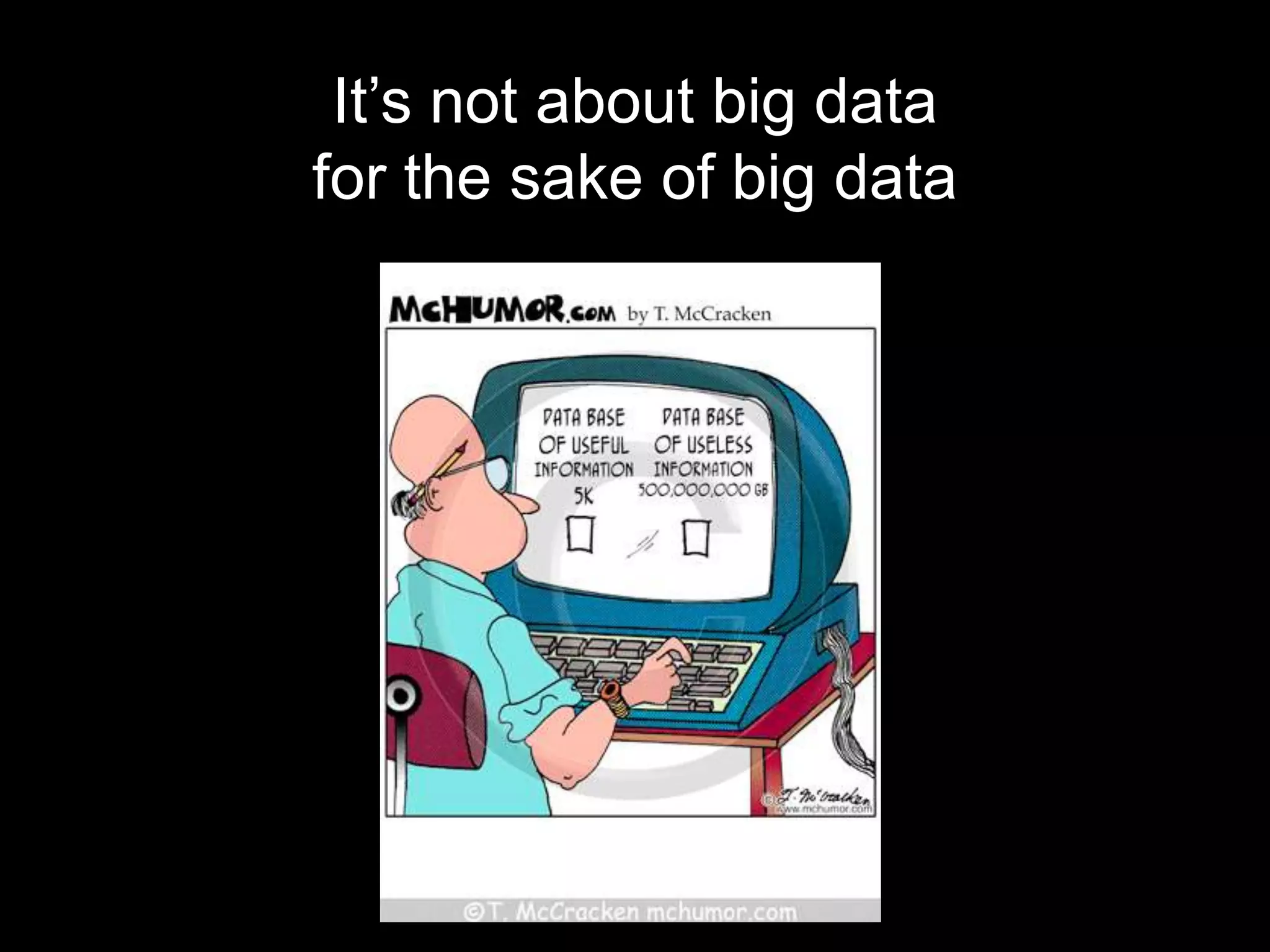 It’s not about big data
for the sake of big data
 