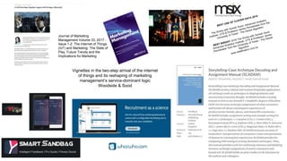 Vignettes in the two-step arrival of the internet
of things and its reshaping of marketing
management’s service-dominant logic
Woodside & Sood
Journal of Marketing
Management Volume 33, 2017 -
Issue 1-2: The Internet of Things
(IoT) and Marketing: The State of
Play, Future Trends and the
Implications for Marketing
 