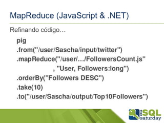 MapReduce (JavaScript & .NET)
Refinando código…

 