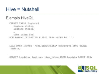 Hive = Nutshell
Ejemplo HiveQL

 