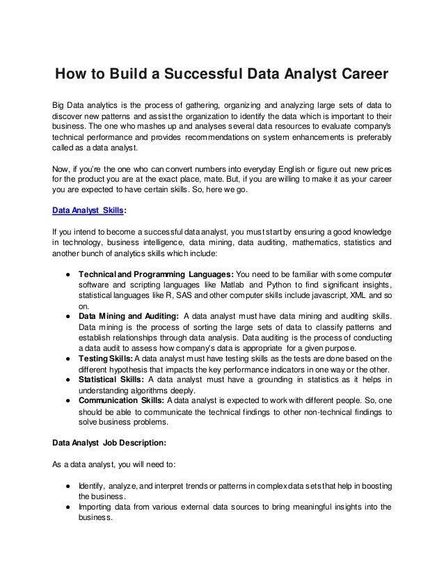 big data analyst data analyst job duties