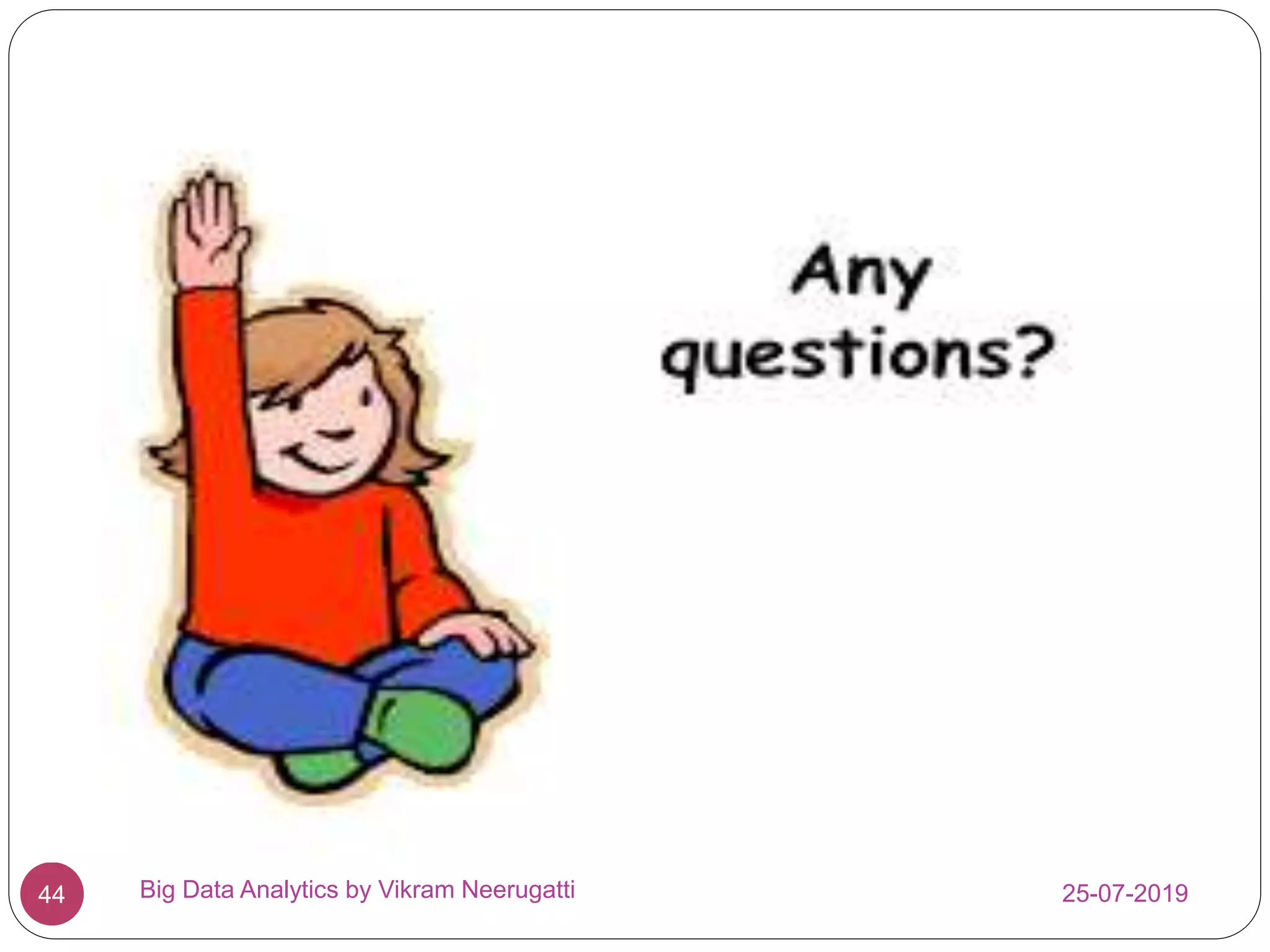 Any questions
25-07-2019Big Data Analytics by Vikram Neerugatti44
 