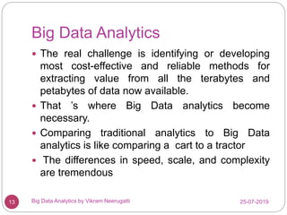Big Data Analytics
25-07-2019Big Data Analytics by Vikram Neerugatti13
 The real challenge is identifying or developing
m...