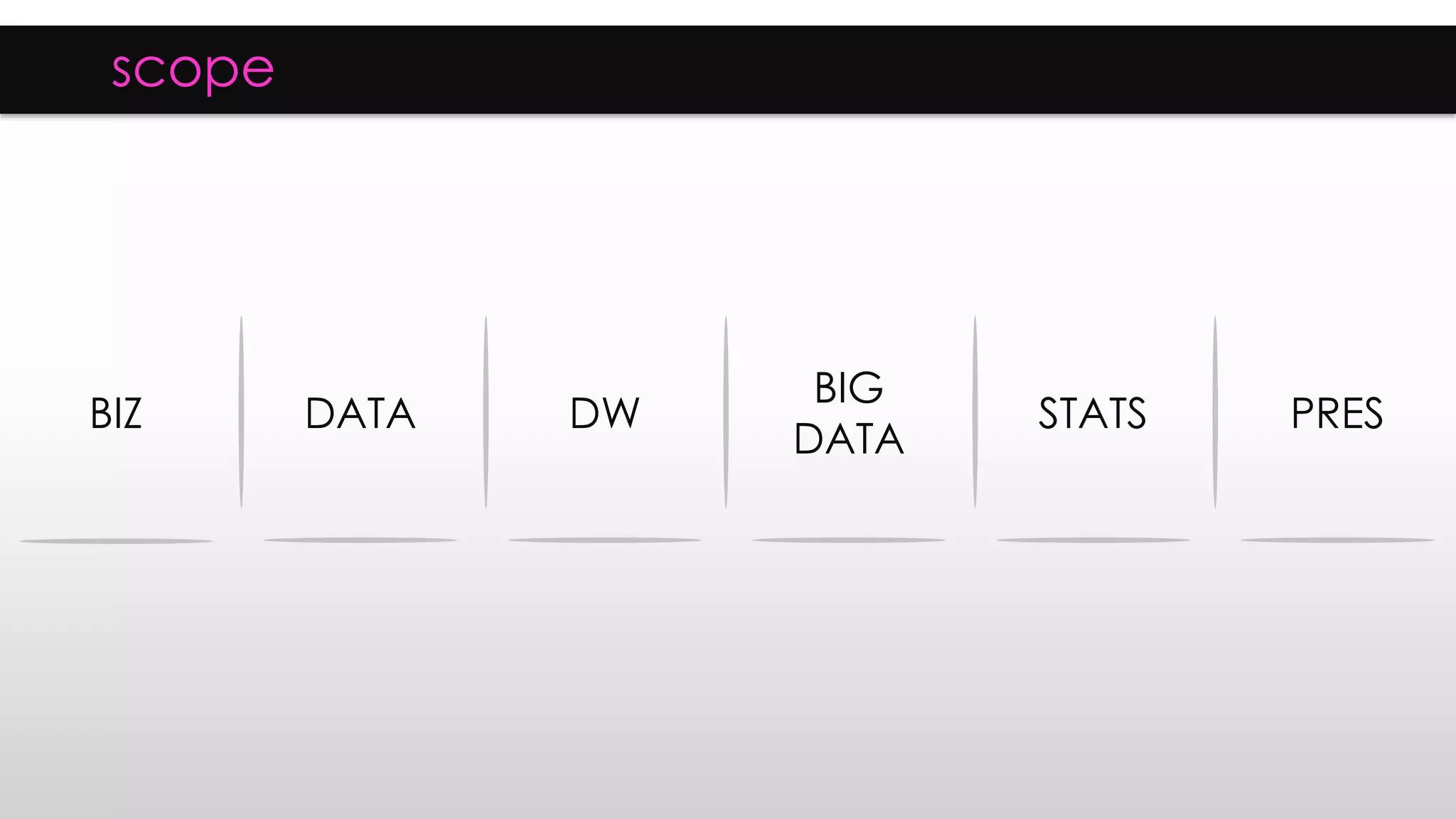 scope
BIZ DATA DW
BIG
DATA
STATS PRES
 
