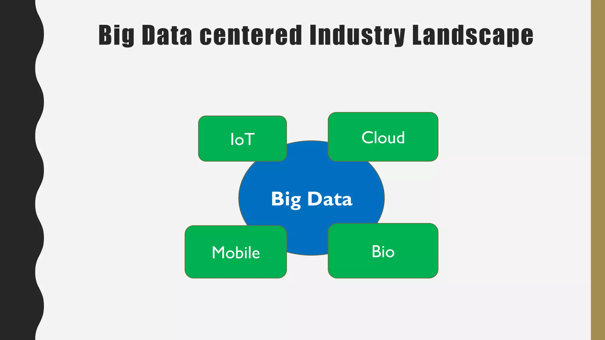 Big Data centered Industry Landscape
Big Data
IoT Cloud
Mobile Bio
 
