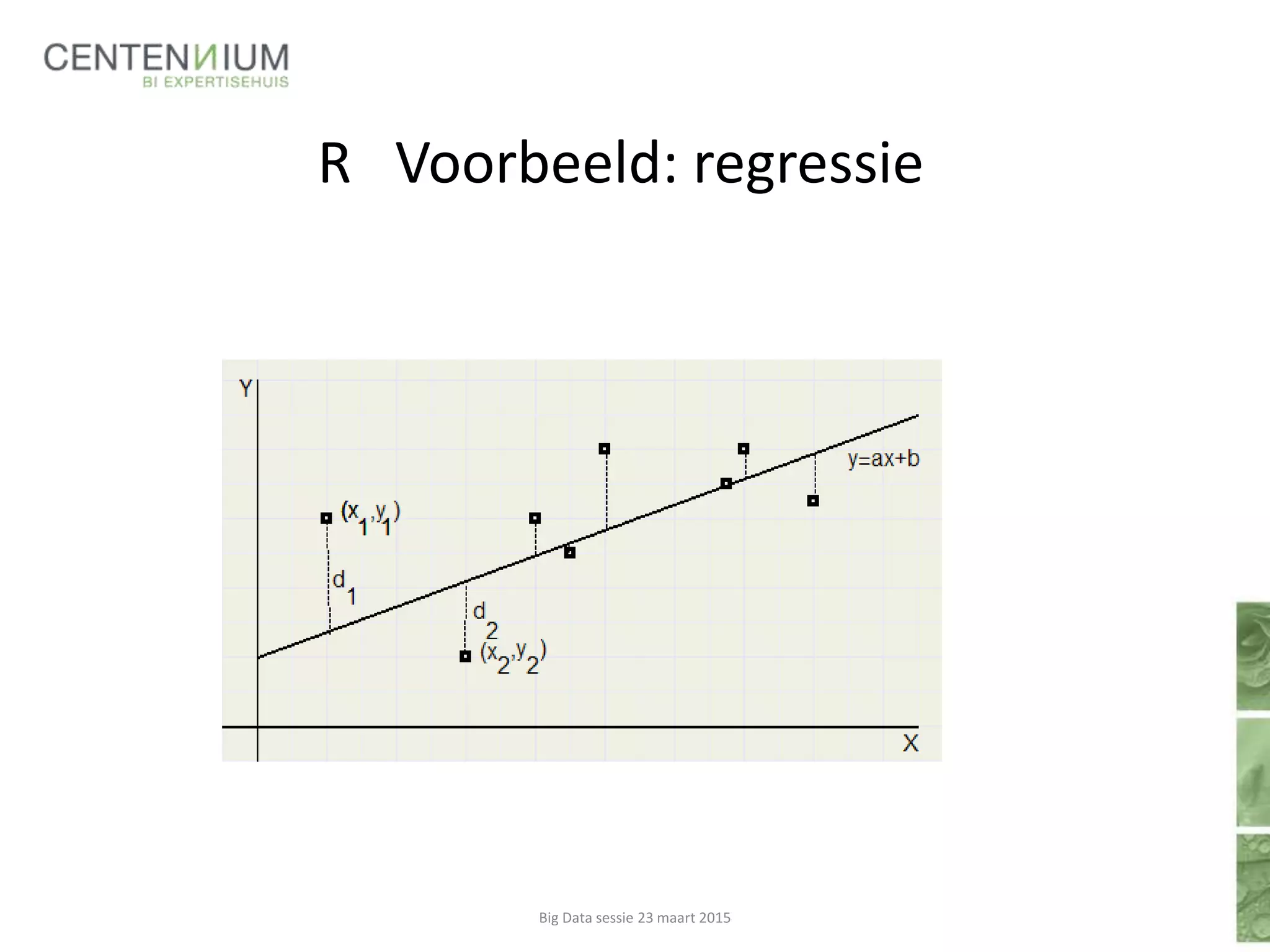 R Voorbeeld: regressie
Big Data sessie 23 maart 2015
 