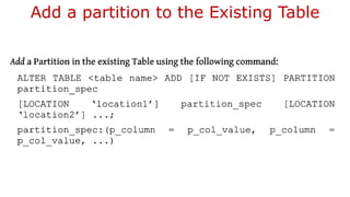 Add a partition to the Existing Table
 