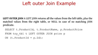Left outer Join Example
 