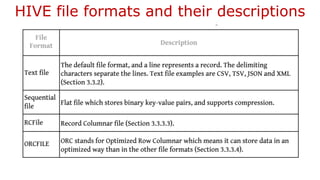 HIVE file formats and their descriptions
 
