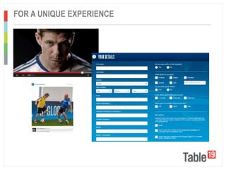 ..................................................................................................................................................................................................
FOR A UNIQUE EXPERIENCE
 