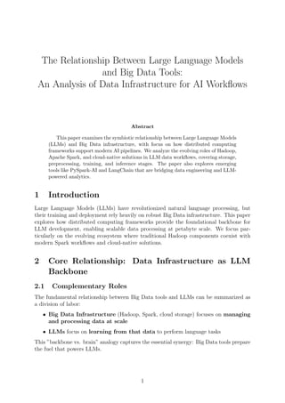 The Relationship Between LLMs and Big Data Tools | PDF
