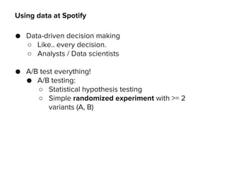 Big data and machine learning @ Spotify | PDF
