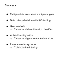 Big data and machine learning @ Spotify | PDF