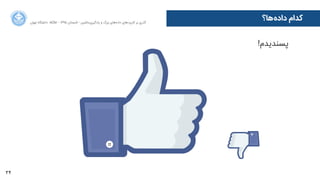 34
‫ﺍاﻥن‬‫ﺮ‬‫ﺗﻬ‬ ‫ﺩدﺍاﻧﺸﮕﺎﻩه‬ ACM - ۱۳۹۵ ‫ﺗﺎﺑﺴﺘﺎﻥن‬ - ‫‌ﻣﺎﺷﯿﻦ‬‫ﯼی‬‫ﯾﺎﺩدﮔﯿﺮ‬ ‫ﻭو‬ ‫ﺑﺰﺭرﮒگ‬ ‫‌ﻫﺎﯼی‬‫ﻩه‬‫ﺩدﺍاﺩد‬ ‫‌ﻫﺎﯼی‬‫ﺩد‬‫ﮐﺎﺭرﺑﺮ‬ ‫ﺑﺮ‬ ‫ﮔﺬﺭرﯼی‬
‫‌ﻫﺎ؟‬‫ﻩه‬‫ﺩدﺍاﺩد‬ ‫ﮐﺪﺍاﻡم‬
!‫ﭘﺴﻨﺪﯾﺪﻡم‬
 