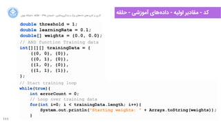 111
‫ﺍاﻥن‬‫ﺮ‬‫ﺗﻬ‬ ‫ﺩدﺍاﻧﺸﮕﺎﻩه‬ ACM - ۱۳۹۵ ‫ﺗﺎﺑﺴﺘﺎﻥن‬ - ‫‌ﻣﺎﺷﯿﻦ‬‫ﯼی‬‫ﯾﺎﺩدﮔﯿﺮ‬ ‫ﻭو‬ ‫ﺑﺰﺭرﮒگ‬ ‫‌ﻫﺎﯼی‬‫ﻩه‬‫ﺩدﺍاﺩد‬ ‫‌ﻫﺎﯼی‬‫ﺩد‬‫ﮐﺎﺭرﺑﺮ‬ ‫ﺑﺮ‬ ‫ﮔﺬﺭرﯼی‬
‫ﺣﻠﻘﻪ‬ - ‫ﺁآﻣﻮﺯزﺷﯽ‬ ‫‌ﻫﺎﯼی‬‫ﻩه‬‫ﺩدﺍاﺩد‬ - ‫ﺍاﻭوﻟﯿﻪ‬ ‫ﻣﻘﺎﺩدﯾﺮ‬ - ‫ﮐﺪ‬
 