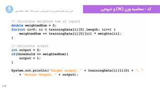 112
‫ﺍاﻥن‬‫ﺮ‬‫ﺗﻬ‬ ‫ﺩدﺍاﻧﺸﮕﺎﻩه‬ ACM - ۱۳۹۵ ‫ﺗﺎﺑﺴﺘﺎﻥن‬ - ‫‌ﻣﺎﺷﯿﻦ‬‫ﯼی‬‫ﯾﺎﺩدﮔﯿﺮ‬ ‫ﻭو‬ ‫ﺑﺰﺭرﮒگ‬ ‫‌ﻫﺎﯼی‬‫ﻩه‬‫ﺩدﺍاﺩد‬ ‫‌ﻫﺎﯼی‬‫ﺩد‬‫ﮐﺎﺭرﺑﺮ‬ ‫ﺑﺮ‬ ‫ﮔﺬﺭرﯼی‬
‫ﺧﺮﻭوﺟﯽ‬ ‫ﻭو‬ (W) ‫ﻭوﺯزﻥن‬ ‫ﻣﺤﺎﺳﺒﻪ‬ - ‫ﮐﺪ‬
 