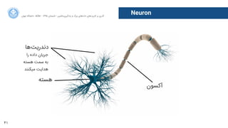 31
‫ﺍاﻥن‬‫ﺮ‬‫ﺗﻬ‬ ‫ﺩدﺍاﻧﺸﮕﺎﻩه‬ ACM - ۱۳۹۵ ‫ﺗﺎﺑﺴﺘﺎﻥن‬ - ‫‌ﻣﺎﺷﯿﻦ‬‫ﯼی‬‫ﯾﺎﺩدﮔﯿﺮ‬ ‫ﻭو‬ ‫ﺑﺰﺭرﮒگ‬ ‫‌ﻫﺎﯼی‬‫ﻩه‬‫ﺩدﺍاﺩد‬ ‫‌ﻫﺎﯼی‬‫ﺩد‬‫ﮐﺎﺭرﺑﺮ‬ ‫ﺑﺮ‬ ‫ﮔﺬﺭرﯼی‬
Neuron
‫ﻫﺴﺘﻪ‬
‫‌ﻫﺎ‬‫ﺖ‬‫ﺩدﻧﺪﺭرﯾ‬
‫ﺁآﮐﺴﻮﻥن‬
‫ﺭرﺍا‬ ‫ﺩدﺍاﺩدﻩه‬ ‫ﺟﺮﯾﺎﻥن‬
‫ﻫﺴﺘﻪ‬ ‫ﺳﻤﺖ‬ ‫ﺑﻪ‬
‫ﻣﯿﮑﻨﻨﺪ‬ ‫ﻫﺪﺍاﯾﺖ‬
 