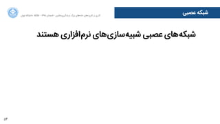 53
‫ﺍاﻥن‬‫ﺮ‬‫ﺗﻬ‬ ‫ﺩدﺍاﻧﺸﮕﺎﻩه‬ ACM - ۱۳۹۵ ‫ﺗﺎﺑﺴﺘﺎﻥن‬ - ‫‌ﻣﺎﺷﯿﻦ‬‫ﯼی‬‫ﯾﺎﺩدﮔﯿﺮ‬ ‫ﻭو‬ ‫ﺑﺰﺭرﮒگ‬ ‫‌ﻫﺎﯼی‬‫ﻩه‬‫ﺩدﺍاﺩد‬ ‫‌ﻫﺎﯼی‬‫ﺩد‬‫ﮐﺎﺭرﺑﺮ‬ ‫ﺑﺮ‬ ‫ﮔﺬﺭرﯼی‬
‫ﻋﺼﺒﯽ‬ ‫ﺷﺒﮑﻪ‬
‫ﻫﺴﺘﻨﺪ‬ ‫‌ﺍاﻓﺰﺍاﺭرﯼی‬‫ﻡم‬‫ﻧﺮ‬ ‫‌ﻫﺎﯼی‬‫ﯼی‬‫‌ﺳﺎﺯز‬‫ﻪ‬‫ﺷﺒﯿ‬ ‫ﻋﺼﺒﯽ‬ ‫‌ﻫﺎﯼی‬‫ﻪ‬‫ﺷﺒﮑ‬
 