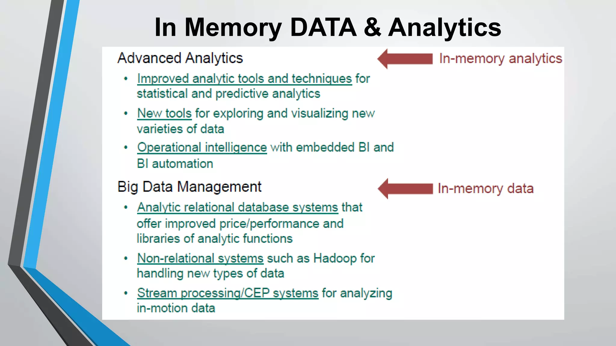 In Memory DATA & Analytics 
 