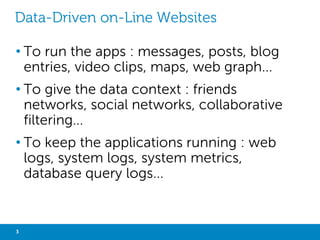 BIG DATA MANAGEMENT INSIGHT

« Data don’t spring relevant,
they become though ! »

3

Big Data with Not Only SQL

 