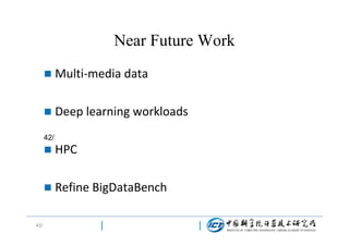 Near Future Work


Multi-media data



Deep learning workloads

42/




42/

HPC
Refine BigDataBench

 