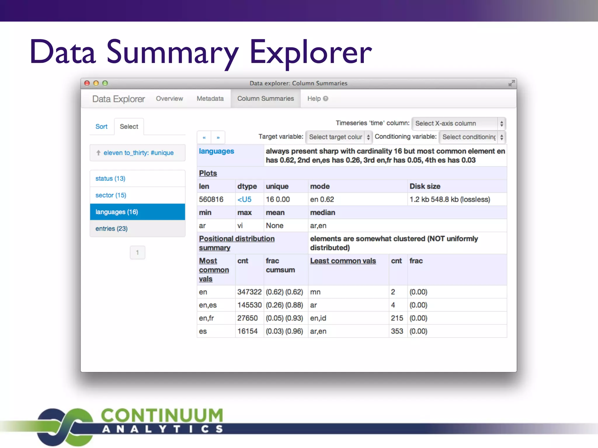 Data Summary Explorer
 