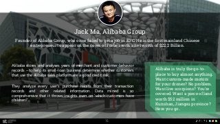 15
Alibaba stores and analyses years of merchant and customer-behavior
records – to help its small-loan business determine...