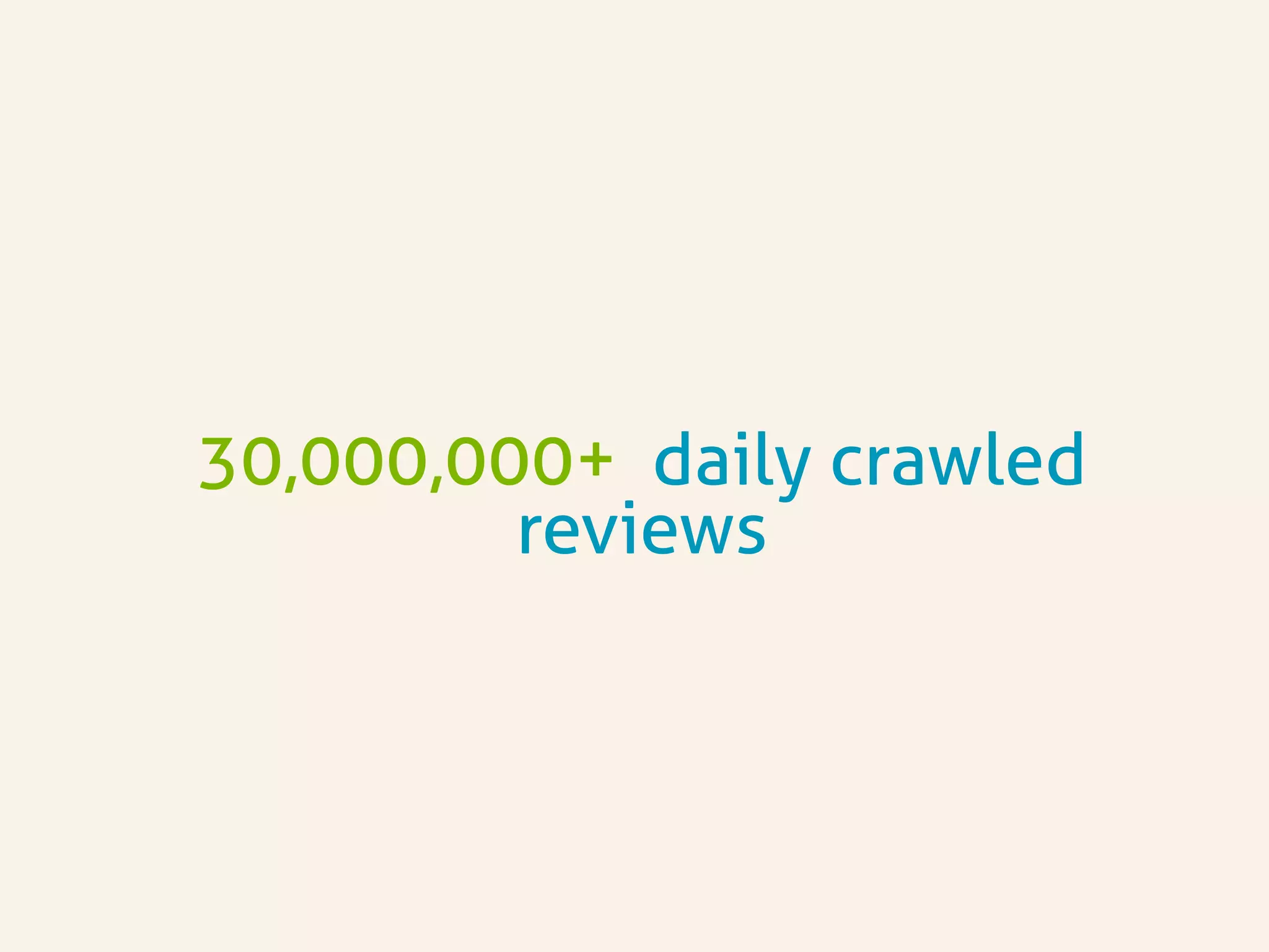 30,000,000+ daily crawled
reviews
 