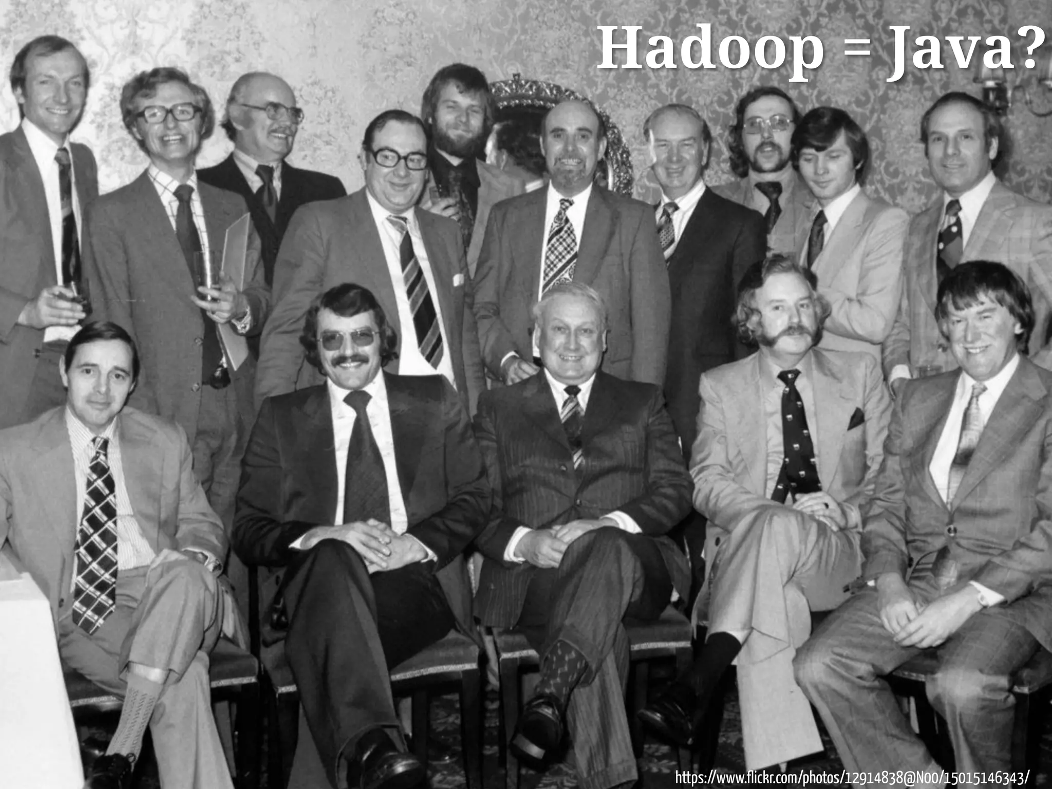 https://www.flickr.com/photos/12914838@N00/15015146343/
Hadoop = Java?
 
