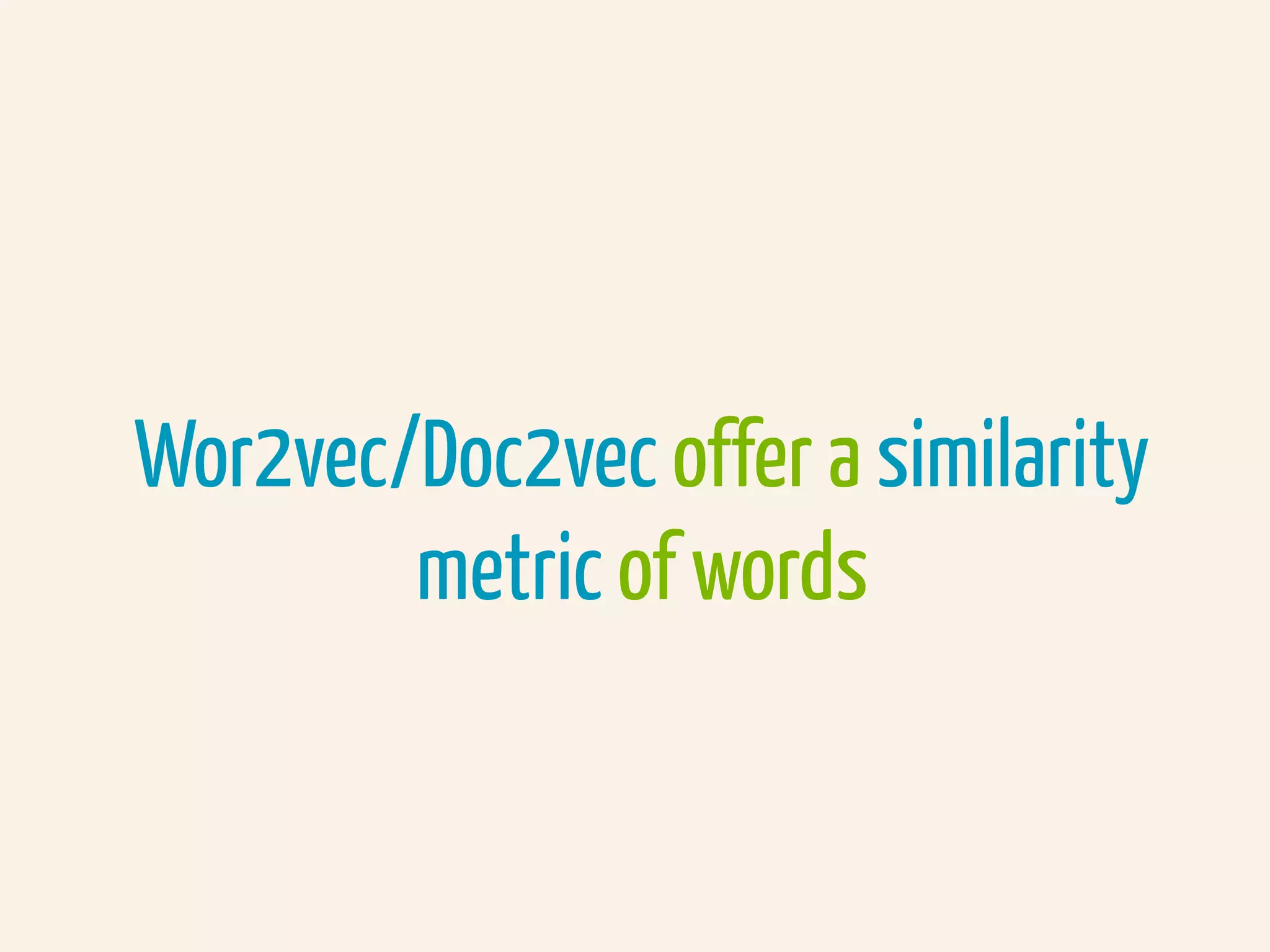 Wor2vec/Doc2vec offer a similarity
metric of words
 
